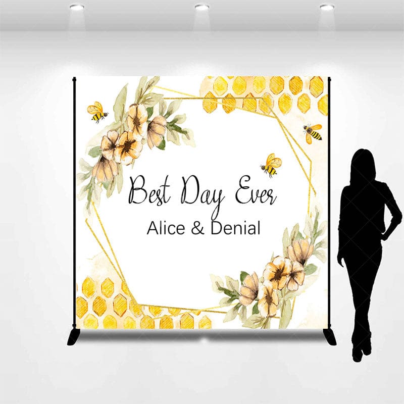 Aperturee - Aperturee Floral Sweet Best Day Ever Custom Wedding Backdrop