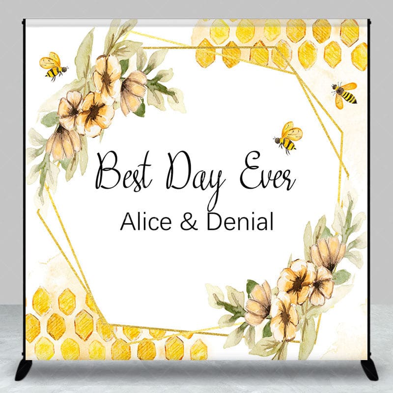 Aperturee - Aperturee Floral Sweet Best Day Ever Custom Wedding Backdrop