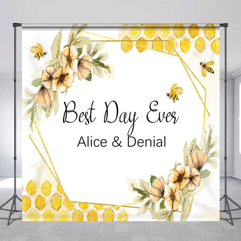 Aperturee - Aperturee Floral Sweet Best Day Ever Custom Wedding Backdrop