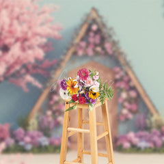 Aperturee - Aperturee Floral Sweet Cabin Spring Sweet Wedding Backdrop