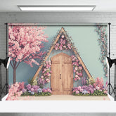 Aperturee - Aperturee Floral Sweet Cabin Spring Sweet Wedding Backdrop