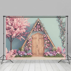 Aperturee - Aperturee Floral Sweet Cabin Spring Sweet Wedding Backdrop