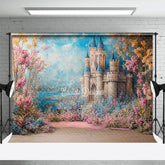 Aperturee - Aperturee Floral Sweet Castle Painting Photography Backdrop