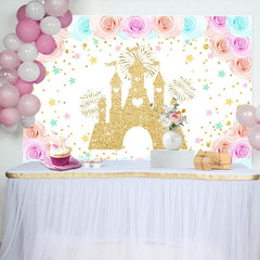 Aperturee - Aperturee Floral Sweet Color Castle Happy Birthday Backdrop
