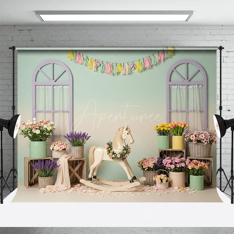 Aperturee - Aperturee Floral Sweet Color Trojan Fresh Wedding Backdrop