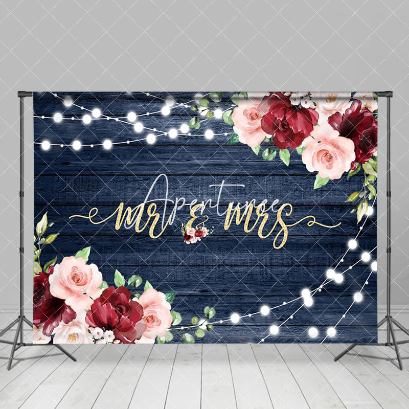 Aperturee - Aperturee Floral Sweet Elegant Lighting Wood Wedding Backdrop
