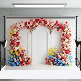 Aperturee - Aperturee Floral Sweet Pink Vibe Heart Arch Wedding Backdrop