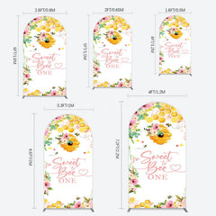 Aperturee - Aperturee Floral Sweet To Bee One Happy Birthday Arch Backdrop
