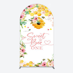 Aperturee - Aperturee Floral Sweet To Bee One Happy Birthday Arch Backdrop