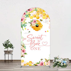 Aperturee - Aperturee Floral Sweet To Bee One Happy Birthday Arch Backdrop