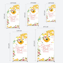 Aperturee - Aperturee Floral Sweet To Bee One Happy Birthday Half Moon Arch Backdrop