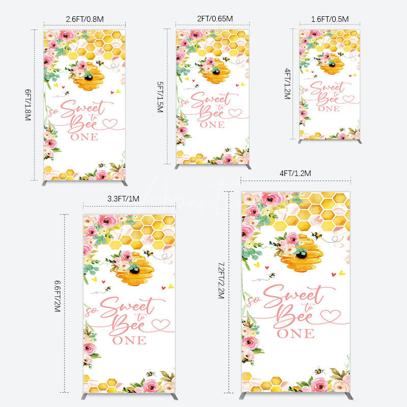 Aperturee - Aperturee Floral Sweet To Bee One Happy Birthday Rectangle Backdrop