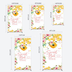 Aperturee - Aperturee Floral Sweet To Bee One Happy Birthday Rectangle Backdrop