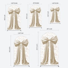 Aperturee - Aperturee Floral Sweet White Bow Happy Birthday Arch Backdrop