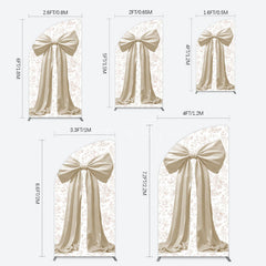 Aperturee - Aperturee Floral Sweet White Bow Happy Birthday Half Moon Arch Backdrop
