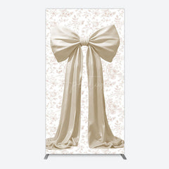 Aperturee - Aperturee Floral Sweet White Bow Happy Birthday Rectangle Backdrop