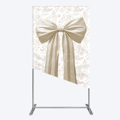 Aperturee - Aperturee Floral Sweet White Bow Happy Birthday Rectangle Backdrop