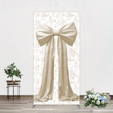 Aperturee - Aperturee Floral Sweet White Bow Happy Birthday Rectangle Backdrop
