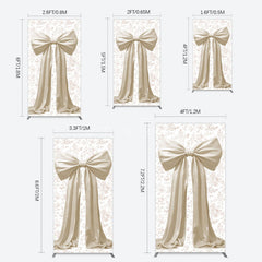 Aperturee - Aperturee Floral Sweet White Bow Happy Birthday Rectangle Backdrop
