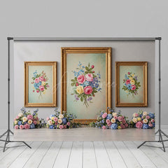 Aperturee - Aperturee Floral Triple Painting Elegant Sweet Wedding Backdrop