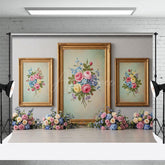 Aperturee - Aperturee Floral Triple Painting Elegant Sweet Wedding Backdrop
