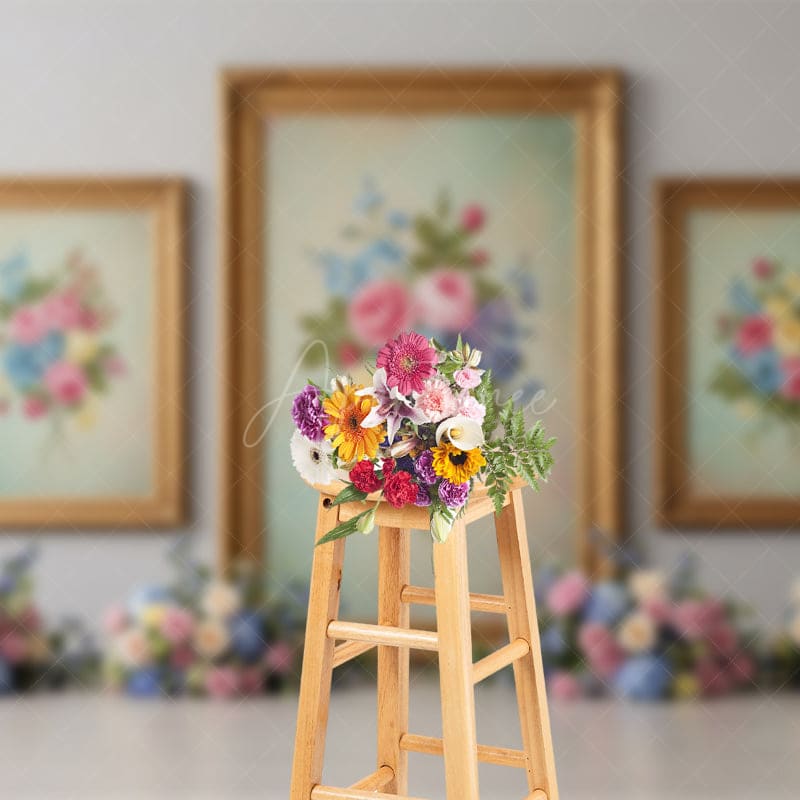 Aperturee - Aperturee Floral Triple Painting Elegant Sweet Wedding Backdrop
