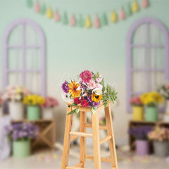 Aperturee - Aperturee Floral Trojan Sweet Fresh Color Cake Smash Backdrop