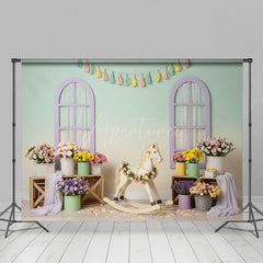 Aperturee - Aperturee Floral Trojan Sweet Fresh Color Cake Smash Backdrop
