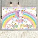 Aperturee Aperturee Floral Unicorn Birthday Backdrop Rainbow Pastel Celebration Whimsical Photography Background