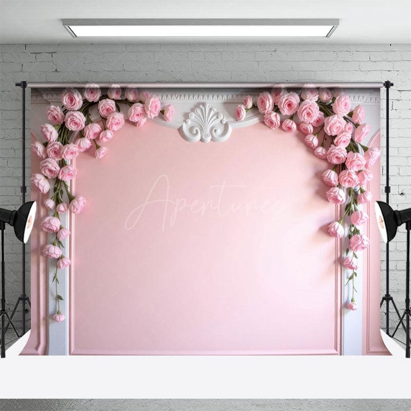 Aperturee - Aperturee Floral Victorian Molding Wall Wedding Photo Backdrop
