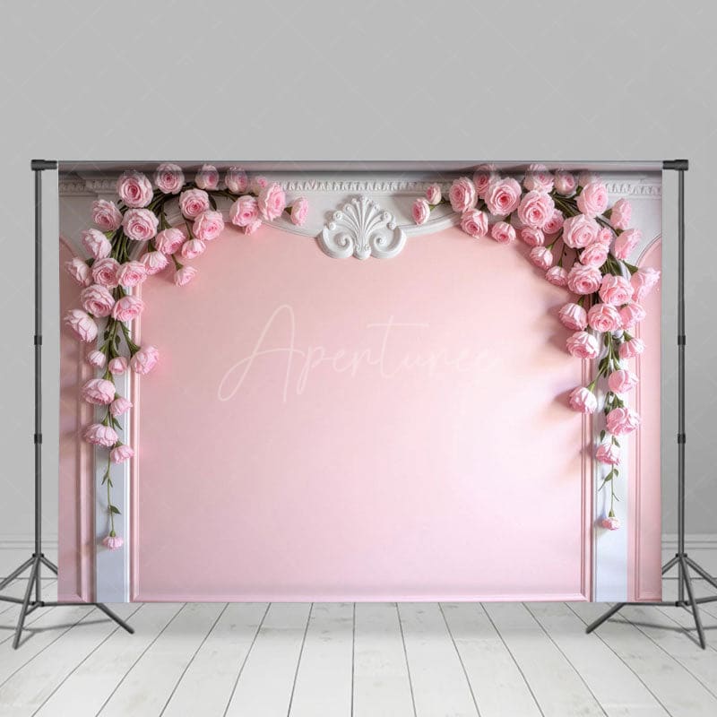 Aperturee - Aperturee Floral Victorian Molding Wall Wedding Photo Backdrop