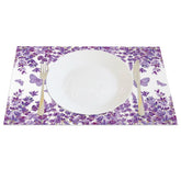 Aperturee - Aperturee Floral Violet Butterfly Spring Set of 4 Placemats