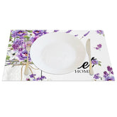 Aperturee - Aperturee Floral Violet Home Sweet Home Set of 4 Placemats