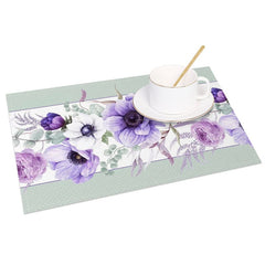 Aperturee - Aperturee Floral Violet Sweet Fresh Spring Set of 4 Placemats
