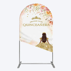 Aperturee - Aperturee Floral Welcome To My Quinceanera Birthday Arch Backdrop