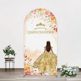 Aperturee - Aperturee Floral Welcome To My Quinceanera Birthday Arch Backdrop