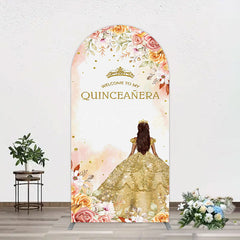 Aperturee - Aperturee Floral Welcome To My Quinceanera Birthday Arch Backdrop