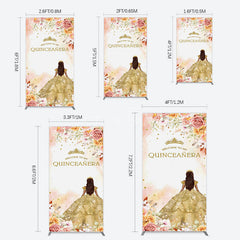 Aperturee - Aperturee Floral Welcome To My Quinceanera Birthday Rectangle Backdrop