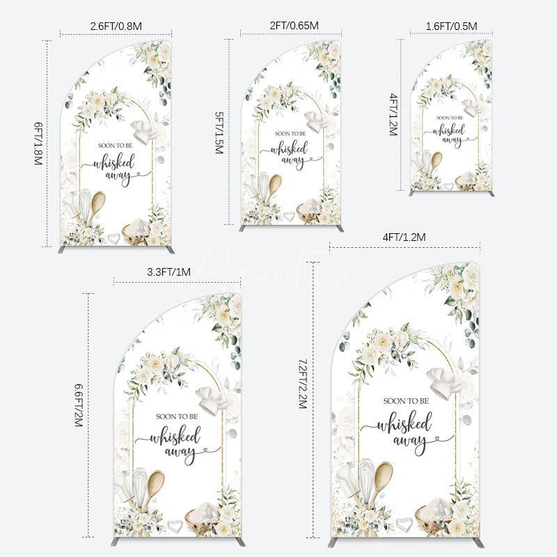 Aperturee - Aperturee Floral White Sweet Cook Baby Shower Half Moon Arch Backdrop