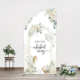Aperturee - Aperturee Floral White Sweet Cook Baby Shower Half Moon Arch Backdrop