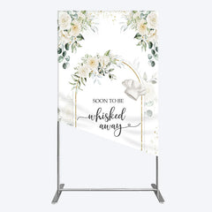 Aperturee - Aperturee Floral White Sweet Cook Baby Shower Rectangle Backdrop