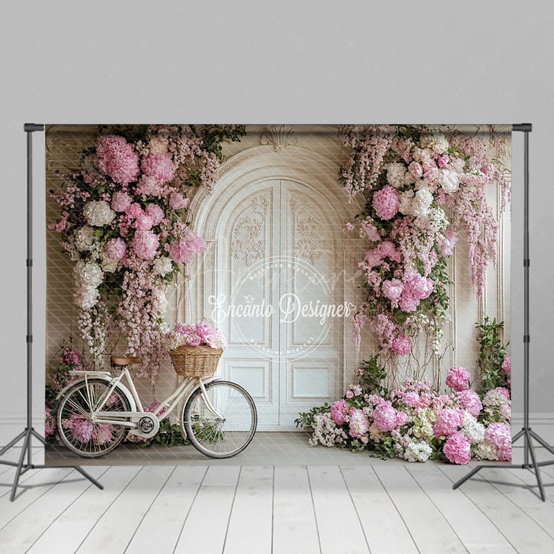 Aperturee - Aperturee Floral White Wall Relaxed Bicycle Wedding Backdrop