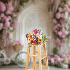 Aperturee - Aperturee Floral White Wall Relaxed Bicycle Wedding Backdrop