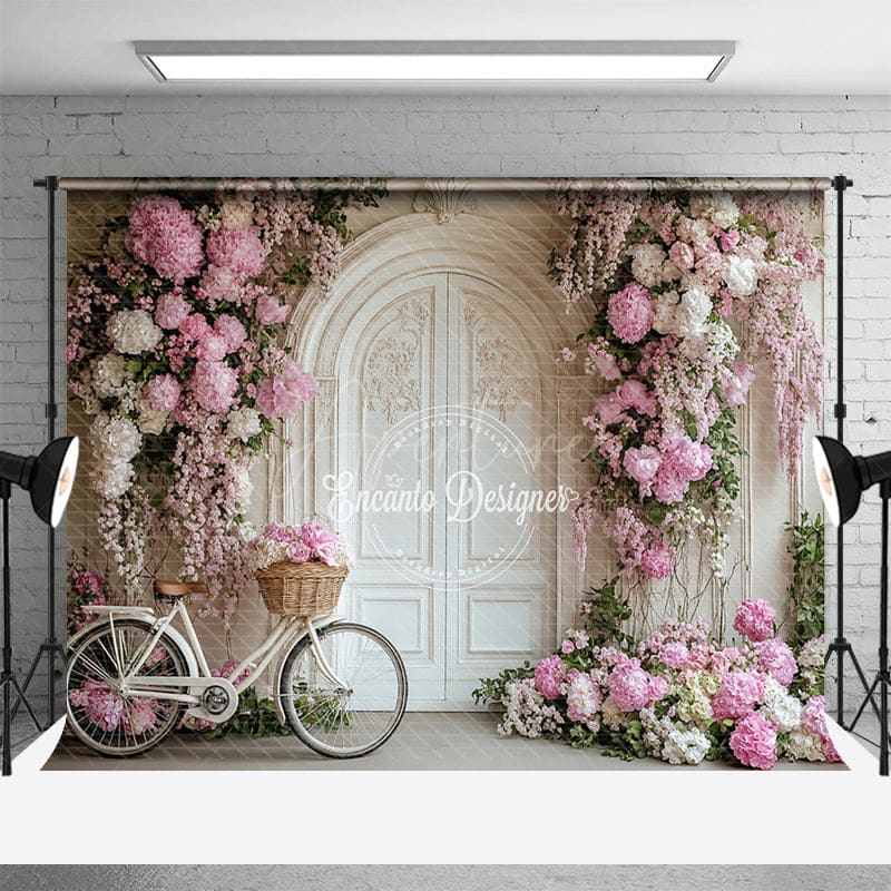 Aperturee - Aperturee Floral White Wall Relaxed Bicycle Wedding Backdrop