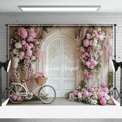 Aperturee - Aperturee Floral White Wall Relaxed Bicycle Wedding Backdrop