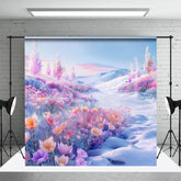 Aperturee - Aperturee Floral Winter Ice Path Winter Photography Backdrop