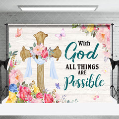 Aperturee - Aperturee Floral With God All Things Possible Easter Backdrop