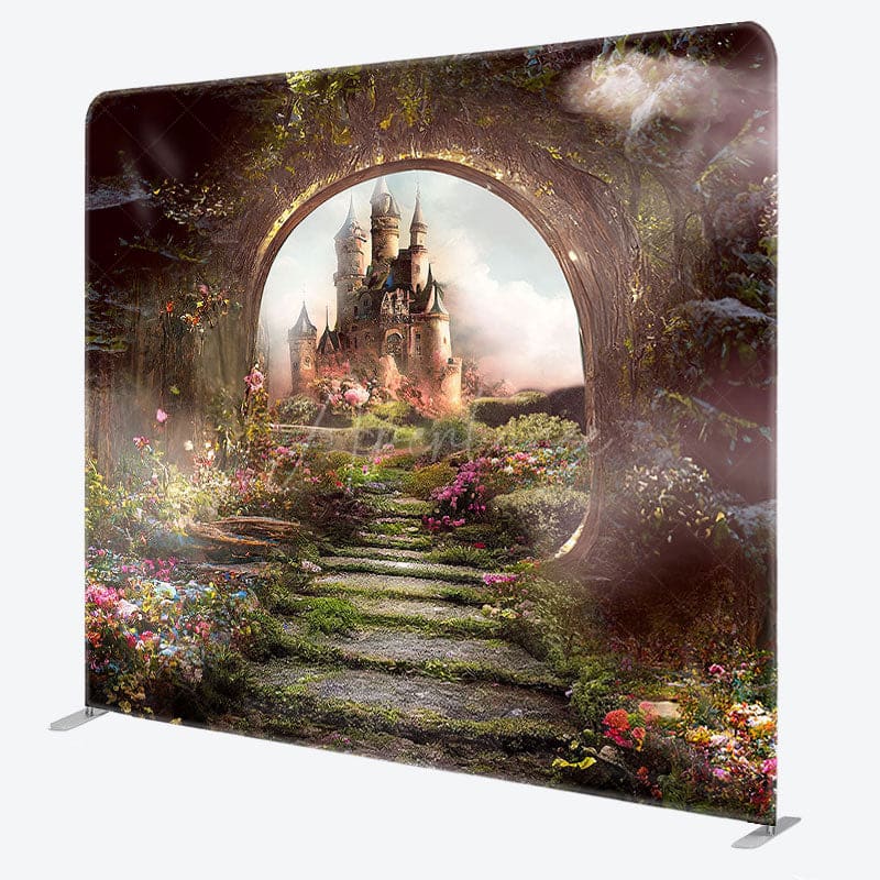 Aperturee - Aperturee Floral Wonderland Castle Square Tension Backdrop