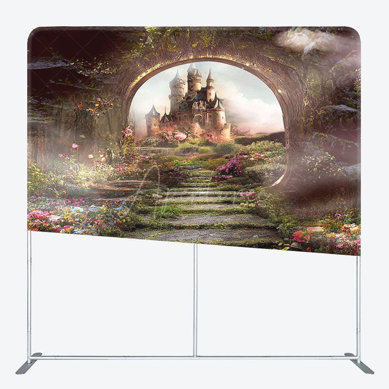 Aperturee - Aperturee Floral Wonderland Castle Square Tension Backdrop