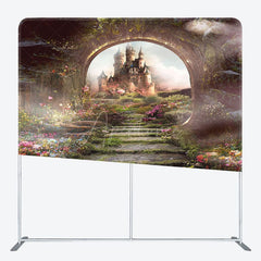 Aperturee - Aperturee Floral Wonderland Castle Square Tension Backdrop